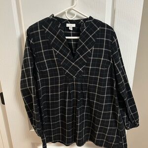 J. Jill Black and White Plaid Shirt